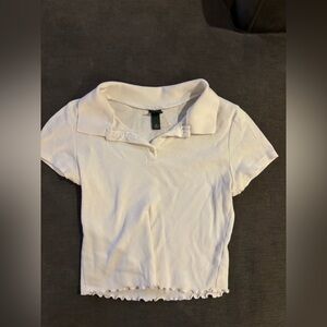 wild fable White Ribbed Polo Crop Top